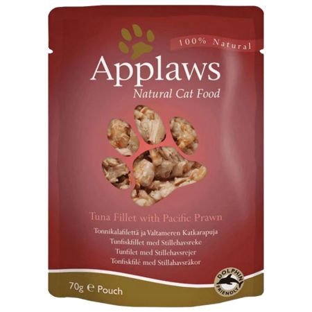 Applaws Adult Cat Food (Tuna with Pacific Prawn) in Broth 12 x 70g Pouches