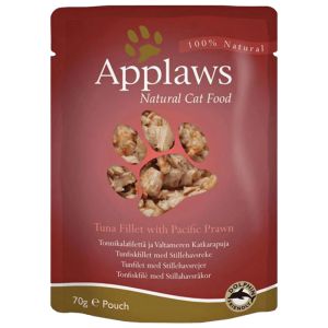 Applaws Adult Cat Food (Tuna with Pacific Prawn) in Broth 12 x 70g Pouches