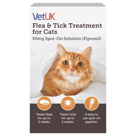 VetUK Flea and Tick Treatment Plus for Cats (3 Pipettes)