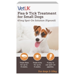 VetUK Flea and Tick Treatment for Small Dogs (4 Pipettes)